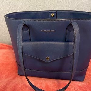 Marc Jacobs Navy Blue large Tote Bag-Gold Details